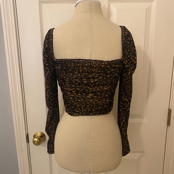 Topshop Ruched Dot Animal Print Crop Top - Picture 6 of 7